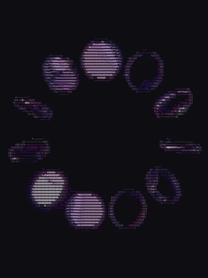 A detailed ASCII picture made with Devault ASCII